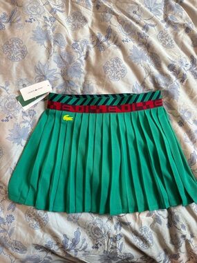 Lacoste Green Pleated Tennis Skirt with Branded Waistband - NEW (with tags)